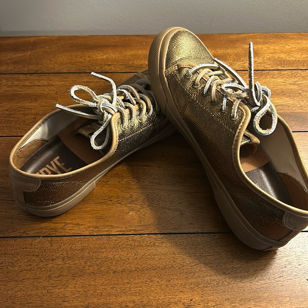 Gold Frye lace up sneaker